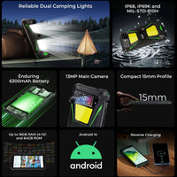 Oukitel G5 Rugged Phone 6300mAh Battery 4GB RAM + 128GB Camping Light - Black - Oukitel