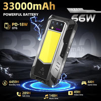 Oukitel WP100 Titan 5G Rugged Projector Phone 33000mAh Battery 16GB RAM + 512GB Camping Light - Black - Oukitel