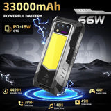 Oukitel WP100 Titan 5G Rugged Projector Phone 33000mAh Battery 16GB RAM + 512GB Camping Light - Black - Oukitel