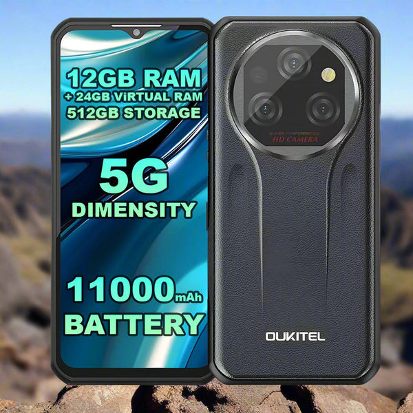 OUKITEL WP35 PRO/WP39 PRO 5G Rugged Phone 12GB RAM + 512GB 6.6’’ FHD + Screen 11000mah Battery - WP39 Pro Grey - Oukitel