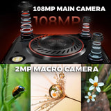 Oukitel WP56 5G Rugged Phone 16000mAh Battery 12GB RAM + 512GB 6.8’’ Screen Camping Light 108MP Camera - Black - Oukitel