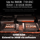 Oukitel WP56 5G Rugged Phone 16000mAh Battery 12GB RAM + 512GB 6.8’’ Screen Camping Light 108MP Camera - Black - Oukitel