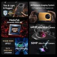 Ulefone Armor 23 Ultra 5G Rugged Satellite 12GB+512GB Dimensity 8020 Night Vision