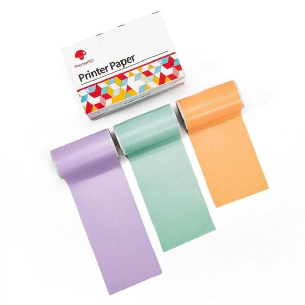 [3 PACK] Phomemo 50mm Thermal Coloured Label Paper Roll 3.5m Green/Purple/Orange - Gaming Phomemo