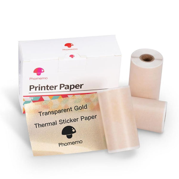 [3 PACK] Phomemo 50mm Thermal Transparent Gold Label Paper Roll 3.5m - Gaming Phomemo