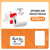 50mm Phomemo Pre-Cut Thermal Label Roll White - 50x80mm - 100 Labels - Phomemo