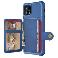 Apple iPhone 11 Pro Max Shockproof TPU Raised Bezel Cover with Wallet Card Holder/Stand Dome Clasp - Blue - Noco