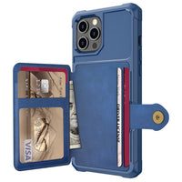 Apple iPhone 12/12 Pro TPU Raised Bezel Wallet Card Holder/Stand Cover Dome Clasp - Blue - Noco