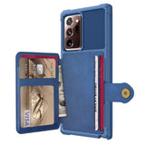 Samsung Galaxy Note 20 Ultra Raised Bezel Cover with Wallet Card Holder/Stand Dome Clasp - Blue - Noco