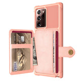 Samsung Galaxy Note 20 Ultra Raised Bezel Cover with Wallet Card Holder/Stand Dome Clasp - Pink - Noco