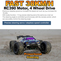 JJRC RC Q132A 4WD Monster Buggy Up to 38km/h 390 Brushless Motor Metal parts LED Lights - JJRC