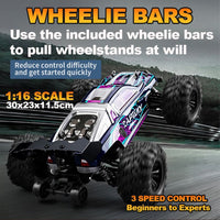 JJRC RC Q132A 4WD Monster Buggy Up to 38km/h 390 Brushless Motor Metal parts LED Lights - JJRC