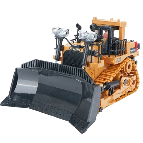 NC-258B RC Bulldozer Metal Bucket Engine Sounds Headlights Rubber Caterpillar Tracks - NOCO