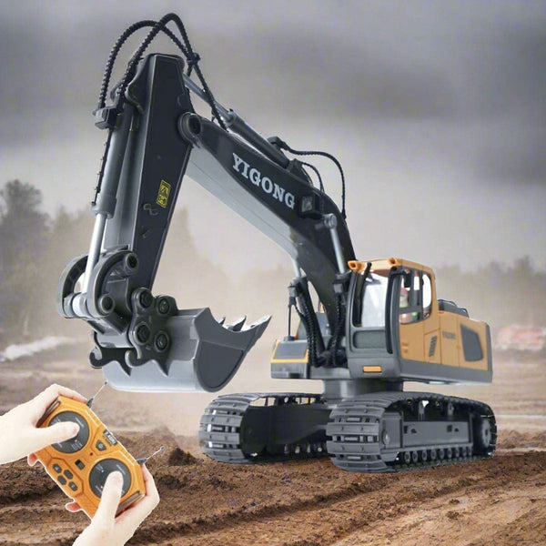 NC-258C RC Excavator Metal Bucket Engine Sounds All-Terrain Caterpillar tracks Independent Steering Boom lights - NOCO