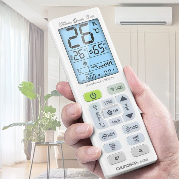K3302E Universal Air Conditioner Remote | AC Control Temp/Humidity Display Flashlight & Backlight - NOCO