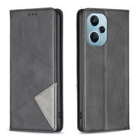 Redmi Note 12 Pro 5G / Poco X5 Pro 5G Rhombus Wallet Flip Cover Card Holder - Black - Cover Noco