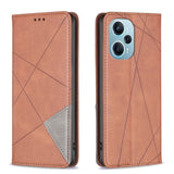 Redmi Note 12 Pro 5G / Poco X5 Pro 5G Rhombus Wallet Flip Cover Card Holder - Brown - Cover Noco