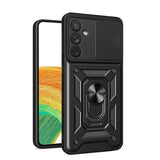 Samsung Galaxy A34 Armor Rugged Sliding Camera Cover with Metal Ring/Stand - Black - Cover Noco