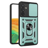 Samsung Galaxy A34 Armor Rugged Sliding Camera Cover with Metal Ring/Stand - Green - Cover Noco