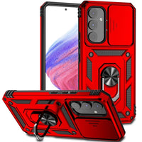Samsung Galaxy A54 Armor Rugged Sliding Camera Cover with Metal Ring/Stand - Red - Cover Noco