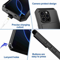 Apple iPhone 16 Pro Max RedPepper Rugged Metal Heavy Duty Full Cover Tempered Glass Screen Protector - RedPepper
