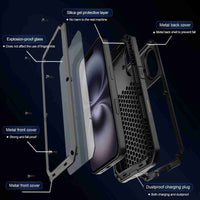 Apple iPhone 16+ RedPepper Rugged Metal Heavy Duty Full Cover Tempered Glass Screen Protector - RedPepper