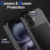 Apple iPhone 16+ RedPepper Rugged Metal Heavy Duty Full Cover Tempered Glass Screen Protector - RedPepper