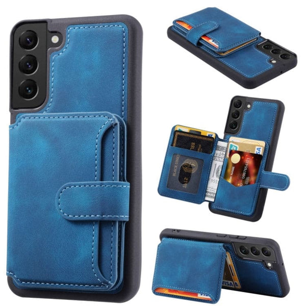 Samsung Galaxy S21 Deluxe RFID Shielded Rear 5 Card Wallet Cover - Blue - Cover Noco