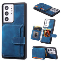 Samsung Galaxy S21 Ultra Deluxe RFID Shielded Rear 5 Card Wallet Cover - Blue - Cover Noco