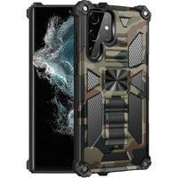 Samsung Galaxy S22 Ultra Shockproof Camo Folding Stand Rugged Cover - Khaki - Cover Noco