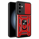 Samsung Galaxy A24 4G Sliding Camera Cover Protective Case with Ring/Stand - Red - Cover Noco