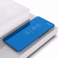 Mirror Semi-Transparent Flip Front Rigid Cover for Samsung Galaxy Note 10 - Blue - acc Noco