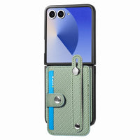 Samsung Galaxy Z Flip 7 Carbon Weave Card Wallet Cover - Green - Noco