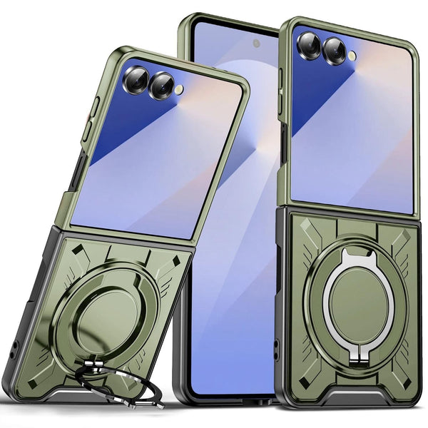 Samsung Galaxy Z Flip 7 Rugged Magsafe Rotating Ring Protective Cover - Green - Noco