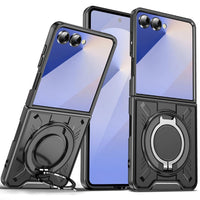 Samsung Galaxy Z Flip 7 Rugged Magsafe Rotating Ring Protective Cover - Black - Noco