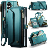 Samsung Galaxy Z Fold 7 CaseMe C36 Wallet 7 Card Slots Cash Pocket Zipped Coin Wallet Blue CaseMe