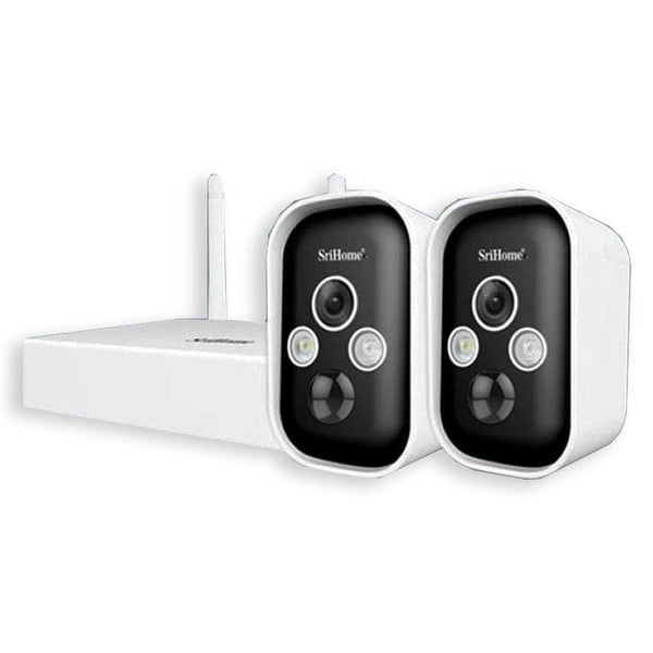 SriHome SH033 Dual Camera Security Set 2 Rechargeable Wi-Fi 3MP Security Cameras and Base Station App Control Motion Sensor - security ESCam