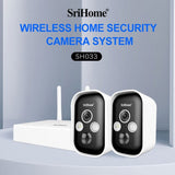 SriHome SH033 Home Security Set with 2 Rechargeable Wi-Fi 3MP Security Cameras and Base Station App Control Motion Sensor - security ESCam