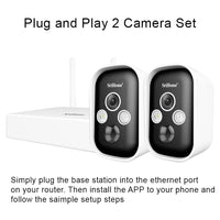 SriHome SH033 Home Security Set with 2 Rechargeable Wi-Fi 3MP Security Cameras and Base Station App Control Motion Sensor - security ESCam