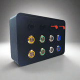 RCNZ Sim Racing Silver LED Button Box 8x Metal Momentary LED Buttons 2x Potentiometers 2x Toggle Switches - RaceCraftsNZ