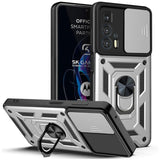 Motorola Edge 20 Pro Armor Rugged Sliding Camera Cover with Metal Ring/Stand - Silver - Noco