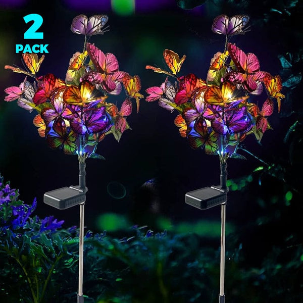 [2 Pack] Solar Powered Butterflies Multi-colour LED Garden Light - Noco