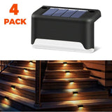 Solar Powered Stair Step or Railing Lighting. 4 Pack - Black - Noco