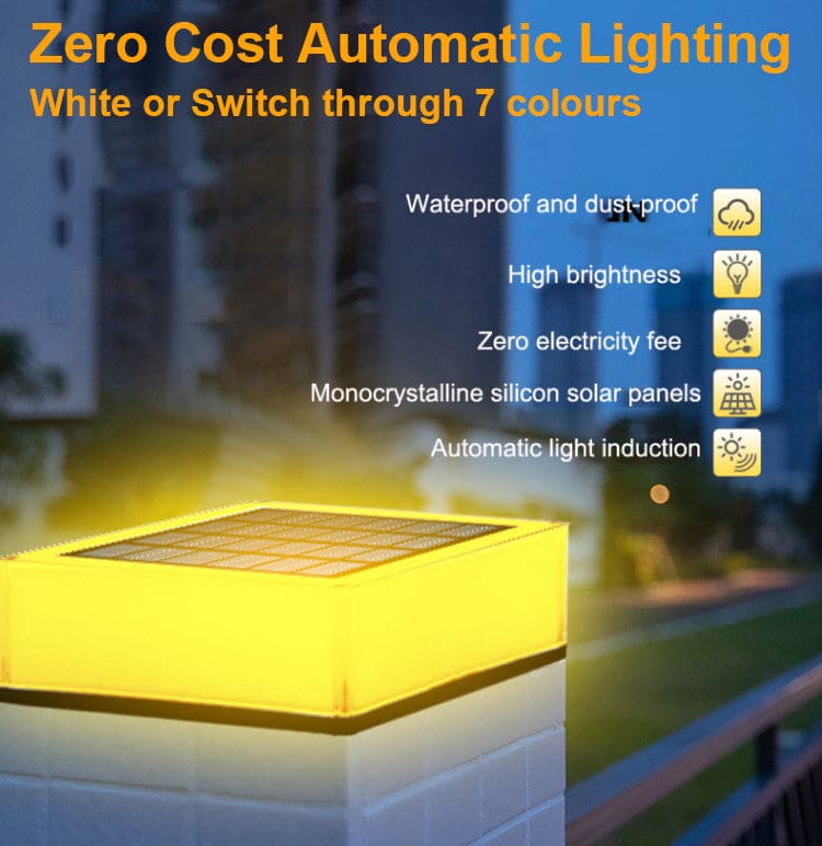 Solar Powered Post Light 7 Colour Choice Noco.co.nz – NOCO