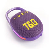 T&G Quick-Clip TG447 5W Bluetooth Speaker LED Lights 1200mAh FM Radio - Purple - T&G