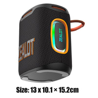 Zealot S122 25W Bluetooth Speaker LED Lights 6000mAh Rechargeable Battery - Black - Zealot