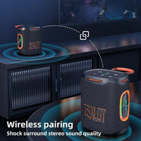 Zealot S122 25W Bluetooth Speaker LED Lights 6000mAh Rechargeable Battery - Black - Zealot