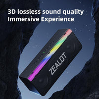 Zealot S72 20W Bluetooth Speaker LED Light Bar 3000mAh Rechargeable Battery - Black - Zealot