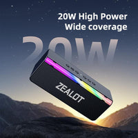 Zealot S72 20W Bluetooth Speaker LED Light Bar 3000mAh Rechargeable Battery - Black - Zealot