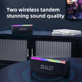 Zealot S72 20W Bluetooth Speaker LED Light Bar 3000mAh Rechargeable Battery - Black - Zealot